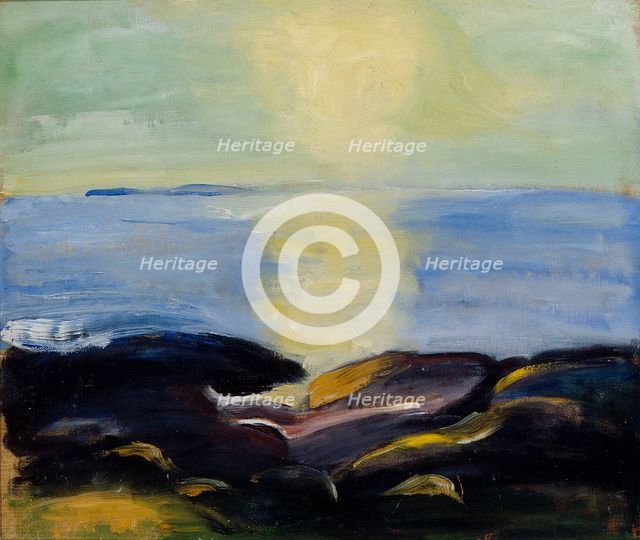 The sun rises over the sea, 1910. Creator: Juho Makela.