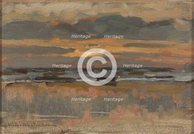 The sun sets on a cloud at the seaside, 1882. Creator: Victor Westerholm.
