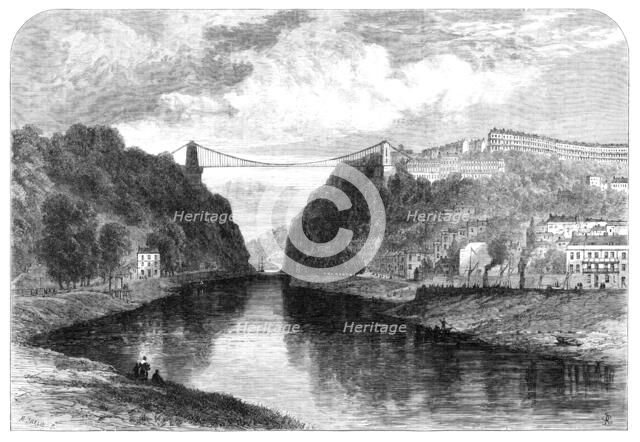 The suspension bridge over the Avon at Clifton, 1864. Creator: Mason Jackson.