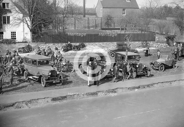 The Surbiton Motor Club Grand Cup, the Talbot Hotel, Ripley, Surrey, 1929. Artist: Bill Brunell.