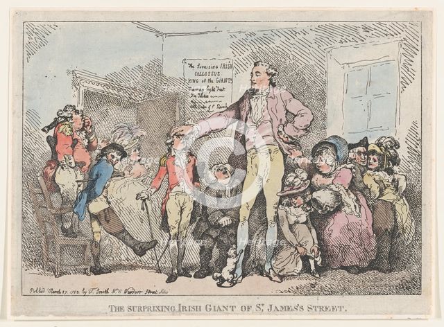 The Surprising Irish Giant of St. James's Street, March 27, 1785., March 27, 1785. Creator: Thomas Rowlandson.