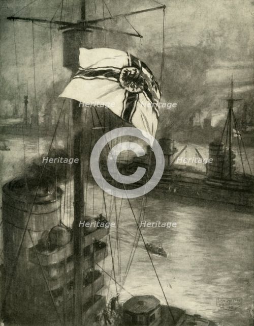 'The Surrender of the German Fleet at Sunset on November 21, 1918', (c1920). Creator: Unknown.