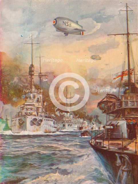 'The Surrender of the German High Seas Fleet', 1918 (1919). Artist: Charles John De Lacy.