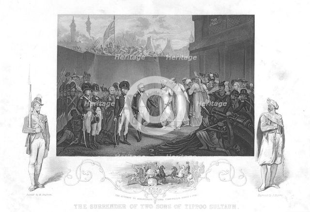 'The Surrender of two Sons of Tipoo Sultan' (1792), c1860. Artist: Unknown