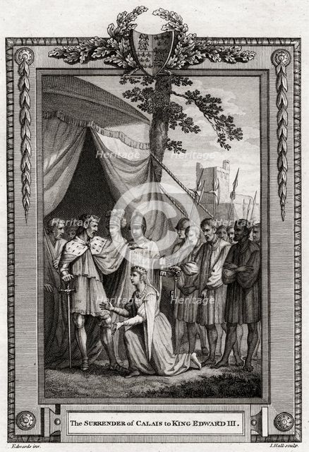 'The Surrender of Calais to King Edward III', 1347, (1776). Artist: I Hall