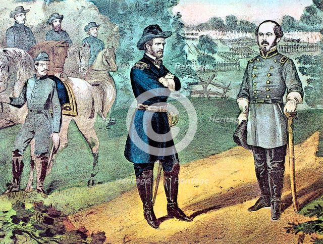 The surrender of Confederate forces in North Carolina, American Civil War, 1865. Artist: Currier and Ives