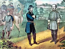 The surrender of Confederate forces in North Carolina, American Civil War, 1865. Artist: Currier and Ives