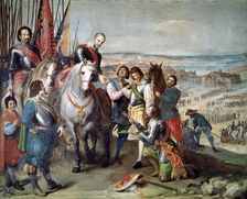 The surrender of Juliers, appearing Ambrosio Spinola and Diego Felipe de Guzman