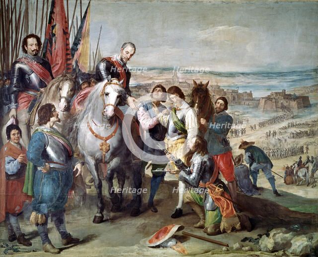 The surrender of Juliers, appearing Ambrosio Spinola and Diego Felipe de Guzman.
