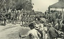 The Surrender of Kroonstadt: Troops Marching Past Lord Roberts and Staff 1901. Creator: Samuel Begg