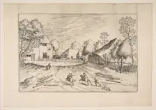The Swan's Inn with Farms from the series The Small Landscapes, 1559-61. Creator: After The Master of the Small Landscapes (Netherlandish, 16th century)