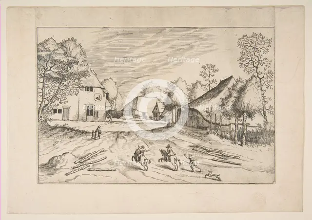 The Swan's Inn with Farms from the series The Small Landscapes, 1559-61. Creator: After The Master of the Small Landscapes (Netherlandish, 16th century).