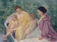 The Swim, or Two Mothers and Their Children on a Boat, 1910. Creator: Mary Cassatt