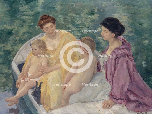 The Swim, or Two Mothers and Their Children on a Boat, 1910.  Creator: Mary Cassatt.