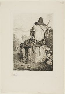The Swineherd, 1843. Creator: Alexandre Gabriel Descamps