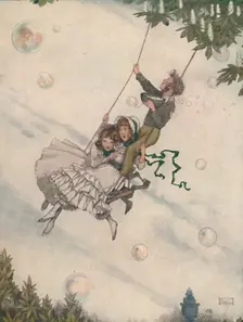 The Swing Moves and the Bubbles Fly Upward c1930. Artist: W Heath Robinson