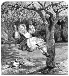 "The Swing," by W. L. Thomas, in the Exhibition of the Society of British Artists, 1864. Creator: William Luson Thomas