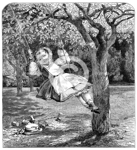 "The Swing," by W. L. Thomas, in the Exhibition of the Society of British Artists, 1864. Creator: William Luson Thomas.