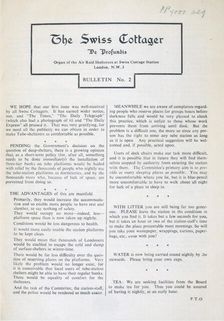 The Swiss Cottager, De Profundis, Organ of Air Raid Shelterers, 1940. Creator: Unknown