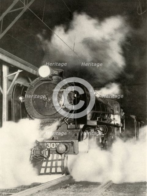 'The "Sydeny Limited" leaving Spencer Street Station, Melbourne, at 6 p.m', 1935-36. Creator: Unknown.