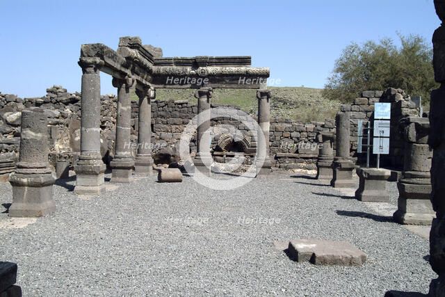 The synagogue at Khorazim, Israel. Artist: Samuel Magal