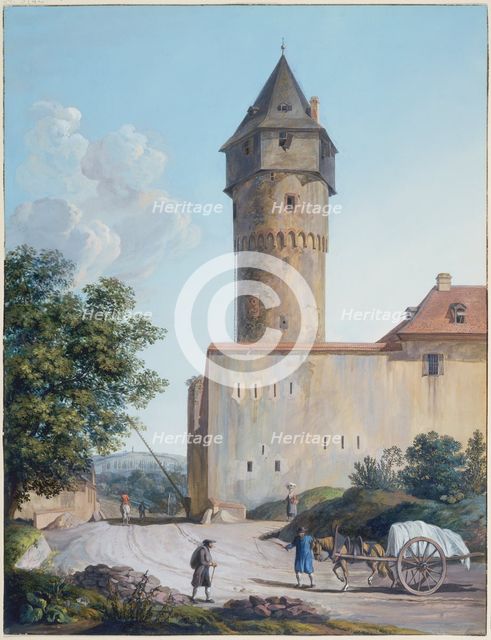 The Sachsenhausen Watchtower in Frankfurt am Main, early-mid 19th century. Creator: Anton Radl.