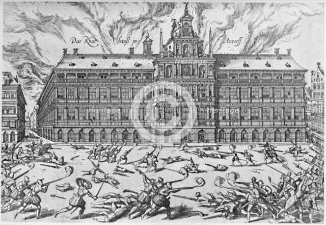 'The Sack of Antwerp, 1576',  (1903). Artist: Frans Hogenberg.