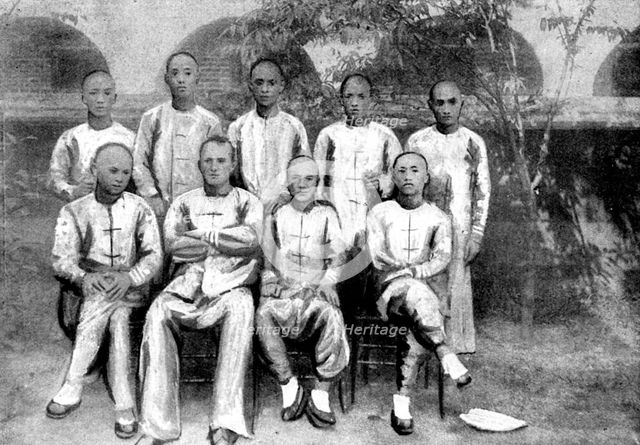 The Sack of the American Mission, Chung-King: Dr. McCartney and his staff of assistants..., 1898. Creator: Unknown.