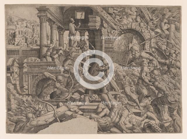 The Sack of Troy, 1535-55. Creator: Jean Mignon.