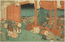 The Sacred Dance at the Shinmei Shrine in Shiba at Dawn (Shiba Shinmei, Omiya gengyo..., c. 1847/52. Creator: Ando Hiroshige