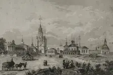 The Sacred Gate of the Kremlin and its surroundings, Moscow, Russia, 1839. Creator: Augustin François Lemaitre