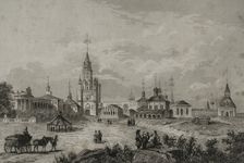 The Sacred Gate of the Kremlin and its surroundings, Moscow, Russia, 1839. Creator: Augustin François Lemaitre
