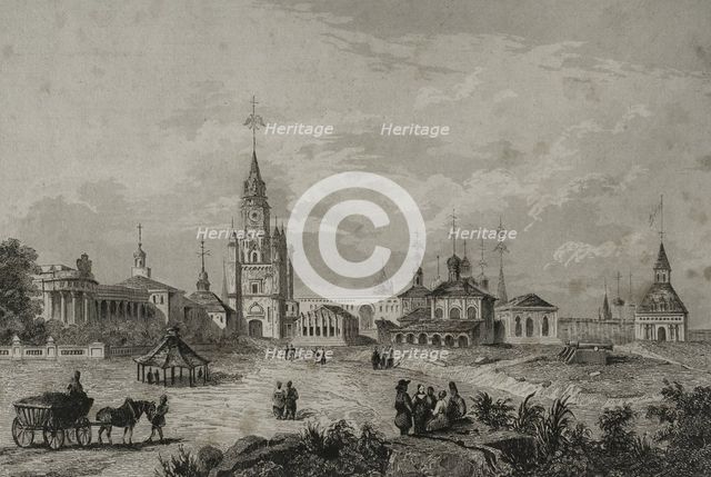 The Sacred Gate of the Kremlin and its surroundings, Moscow, Russia, 1839. Creator: Augustin François Lemaitre.