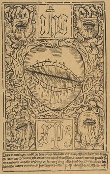 The Sacred Monogram and the Wounds of Christ, 15th century., 15th century. Creator: Anon