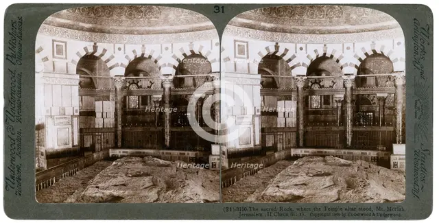 The sacred rock, where the Temple Alter stood, Mount Moriah, Jerusalem, Palestine, 1900.Artist: Underwood & Underwood