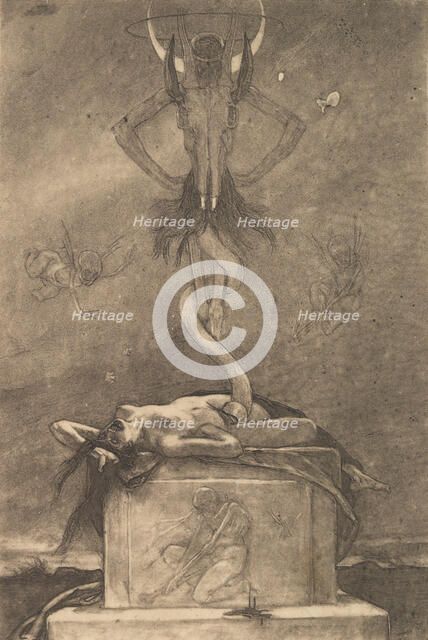 The Sacrifice, from The Satanic Ones, ca. 1882., ca. 1882. Creator: Felicien Joseph Victor Rops Félicien Rops.