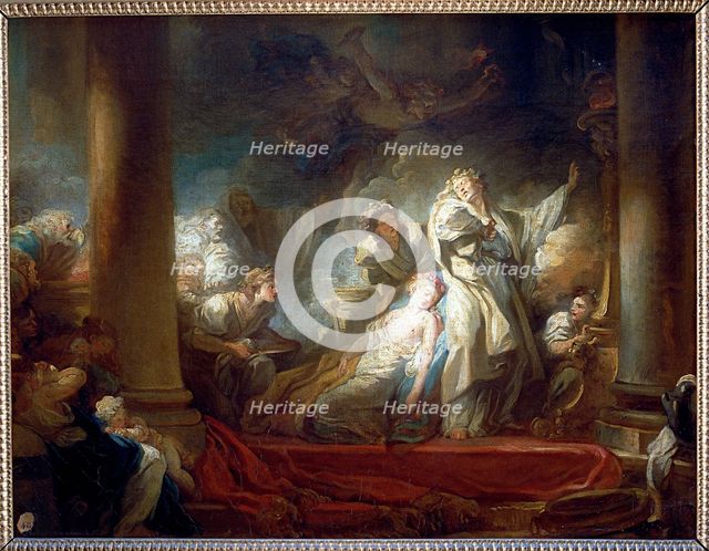 The sacrifice of Caliroe', oil by Fragonard.