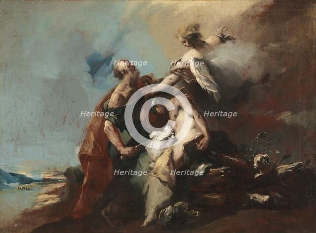 The Sacrifice of Isaac, Tobias and the Angel, The Angels Appearing to Abraham..., 1750s. Creator: Francesco Guardi (Italian, 1712-1793).
