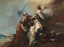 The Sacrifice of Isaac, Tobias and the Angel, The Angels Appearing to Abraham..., 1750s. Creator: Francesco Guardi (Italian, 1712-1793)