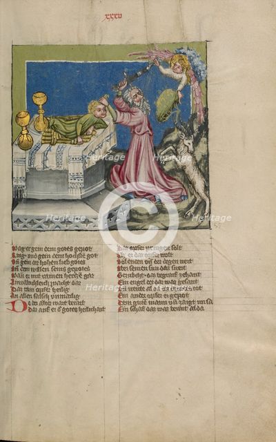 The Sacrifice of Isaac; Weltchronik, about 1400-1410. Creator: Unknown.