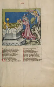The Sacrifice of Isaac; Weltchronik, about 1400-1410. Creator: Unknown