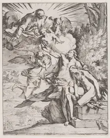The sacrifice of Isaac by his father Abraham, ca. 1640-42. Creator: Pietro Testa