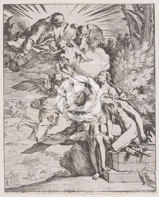 The sacrifice of Isaac by his father Abraham, ca. 1640-42. Creator: Pietro Testa.