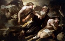 The Sacrifice of Isaac oil on canvas, the Hebrew patriarch Abraham is interrupted by the angel …