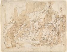 The Sacrifice of Iphigenia (recto) / Study of a Male Nude (verso), c. 1726. Creator: Giovanni Battista Tiepolo