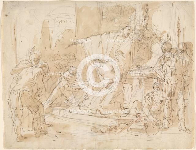 The Sacrifice of Iphigenia (recto) / Study of a Male Nude (verso), c. 1726. Creator: Giovanni Battista Tiepolo.