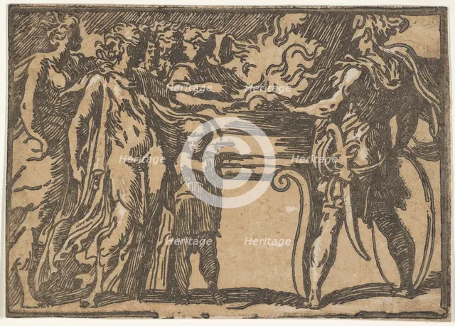 The Sacrifice' or 'Mucius Scaevola', after Parmigianino, 16th century. Creator: Unknown.