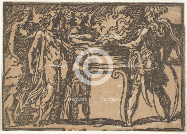 The Sacrifice' or 'Mucius Scaevola', after Parmigianino, 16th century. Creator: Unknown.