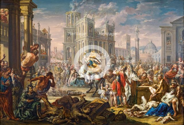 The Sacrificial Death of Marcus Curtius. Creator: Platzer, Johann Georg (1704-1761).