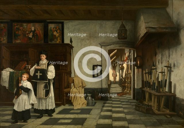 The Sacristy, 1857. Creator: André-Joseph Minguet.